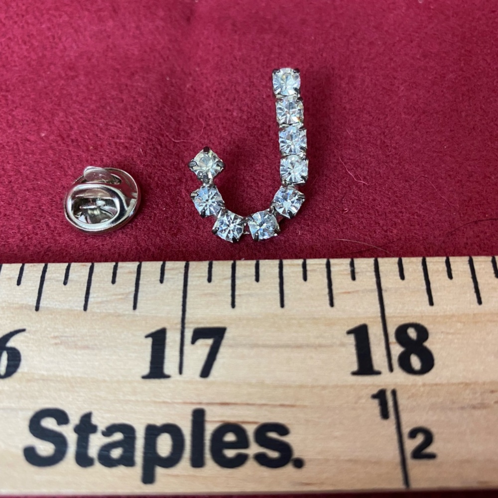 Clear Rhinestone "J" Pin. - Picture 5 of 7
